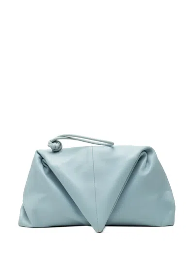 Pre-owned Bottega Veneta 2010-2025 Leather Bv Trine Angular Clutch Bag In Blue