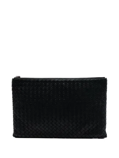 Pre-owned Bottega Veneta 2010-2025 Nappa Intrecciato Clutch Bag In Black