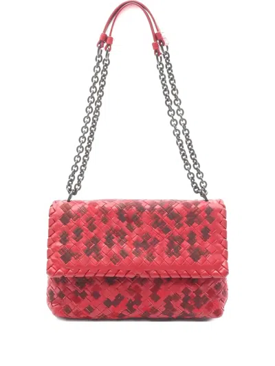 Pre-owned Bottega Veneta 2010's Intrecciato Chain Shoulder Bag In Red