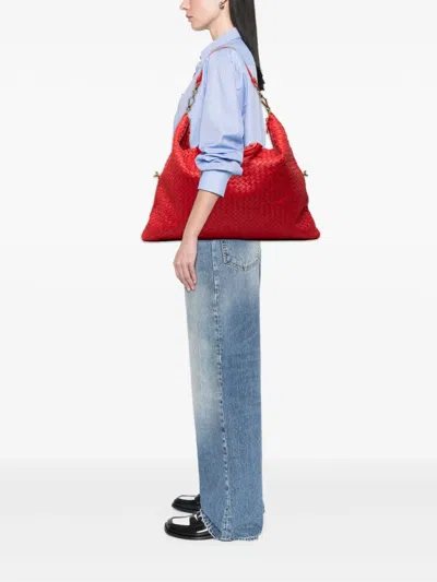 Pre-owned Bottega Veneta 2010 Maxi Intrecciato Nappa Convertible Satchel In Red