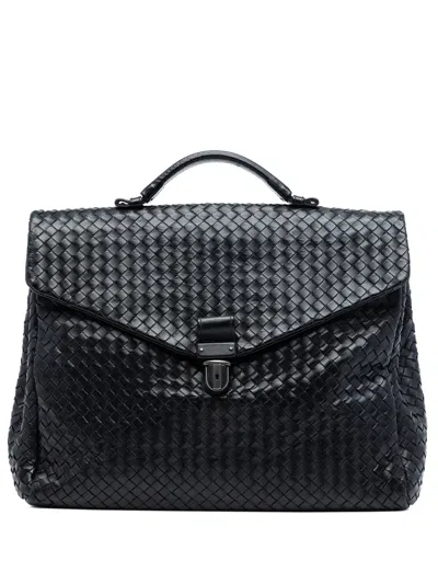 Pre-owned Bottega Veneta 2010 Nappa Intrecciato Briefcase Business Bag In Black