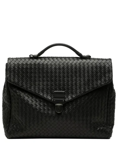 Pre-owned Bottega Veneta 2010 Nappa Intrecciato Briefcase Business Bag In Black
