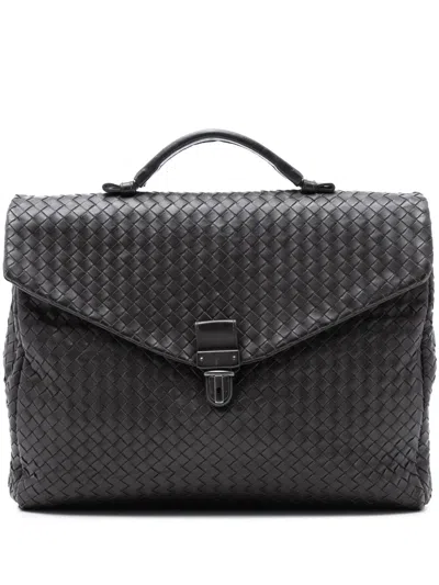 Pre-owned Bottega Veneta 2010 Nappa Intrecciato Briefcase Business Bag In Brown