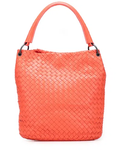 Pre-owned Bottega Veneta 2010 Nappa Intrecciato Bucket Bag In Orange