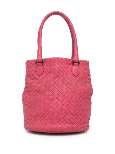 Pre-owned Bottega Veneta 2010 Nappa Intrecciato Bucket Bag In Pink