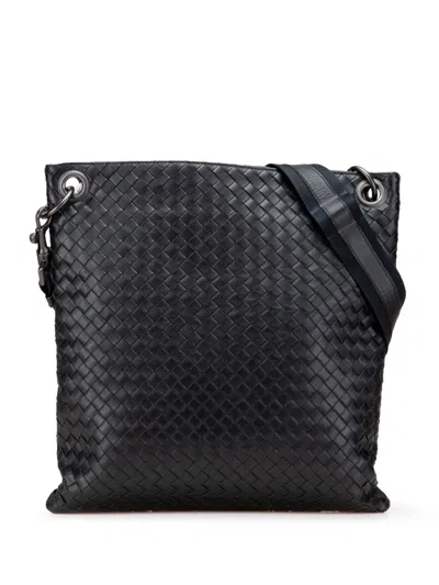 Pre-owned Bottega Veneta 2010 Nappa Intrecciato Crossbody Bag In Black