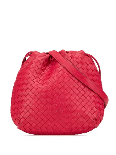 Pre-owned Bottega Veneta 2010 Nappa Intrecciato Crossbody Bag In Red