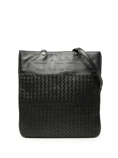 Pre-owned Bottega Veneta 2010 Nappa Intrecciato Flat Tote Bag In Gray