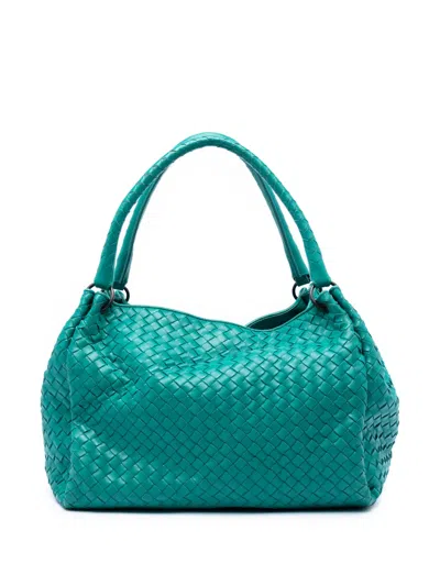 Pre-owned Bottega Veneta 2010 Nappa Intrecciato Parachute Tote Bag In Green