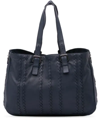 Pre-owned Bottega Veneta 2010 Nappa Intrecciato Tote Bag In 蓝色