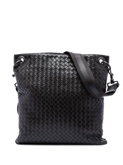 Pre-owned Bottega Veneta 2010 Nappa Intrecciato Vn Crossbody Bag In Brown