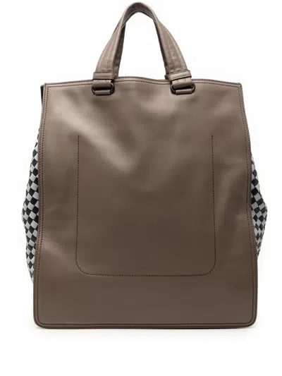 Pre-owned Bottega Veneta 2010-2025 Intrecciato Trimmed Leather Tote Bag In Brown