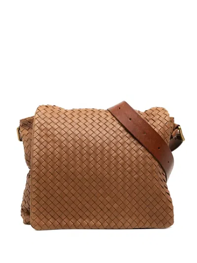 Pre-owned Bottega Veneta 2010-2025 Nappa Intrecciato Messenger Bag Crossbody Bag In Brown