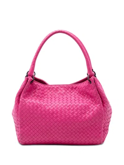 Pre-owned Bottega Veneta 2010-2025 Nappa Intrecciato Parachute Tote Bag In Pink