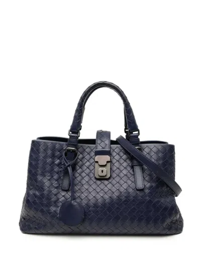 Pre-owned Bottega Veneta 2010-2025 Small Nappa Intrecciato Roma Satchel In Blue