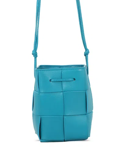 Pre-owned Bottega Veneta 2010-2026 Mini Nappa Maxi Intrecciato Cassette Bucket Bag In Blue