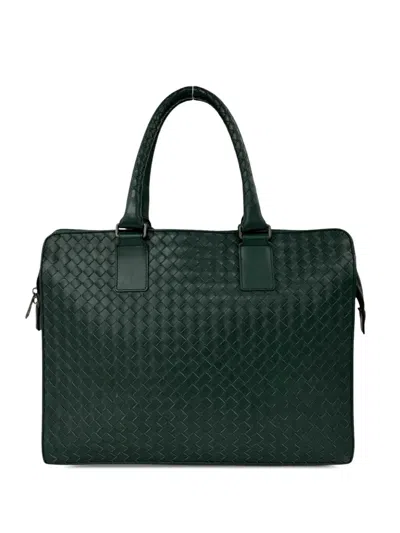 Pre-owned Bottega Veneta 2010-2026 Nappa Intrecciato Business Bag In Green