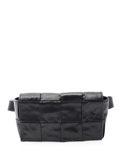 Pre-owned Bottega Veneta 2010s Cassette Intrecciato Belt Bag In Black