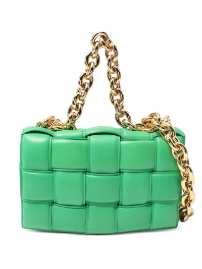 Pre-owned Bottega Veneta 2010s Cassette Intrecciato Leather Two-way Shoulder Bag In Green