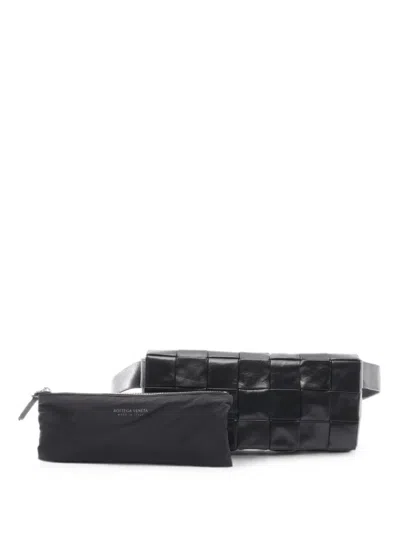 Pre-owned Bottega Veneta 2010s Cassette Maxi Intrecciato Belt Bag In Black
