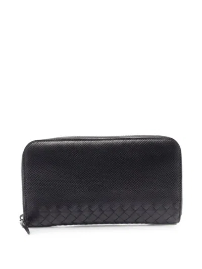 Pre-owned Bottega Veneta 2010s Intrecciato Karung Wallet In Black
