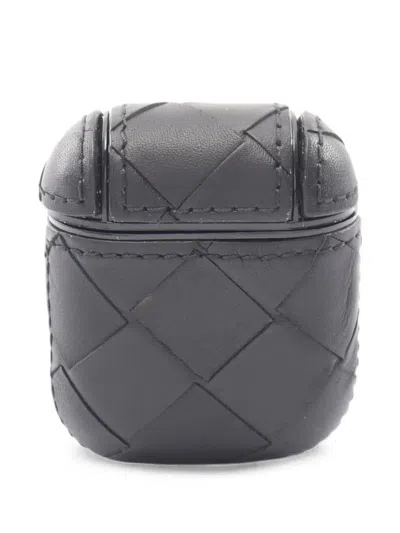 Pre-owned Bottega Veneta 2010s Intrecciato Leather Airpods Case In Black