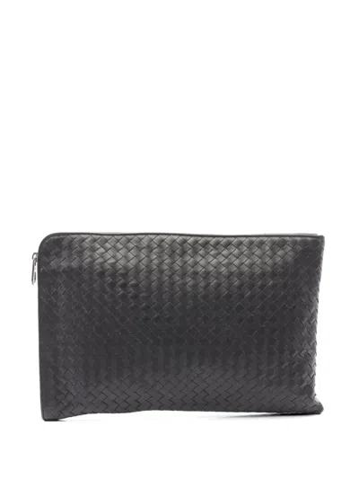 Pre-owned Bottega Veneta 2010s Intrecciato Leather Clutch Bag In Black