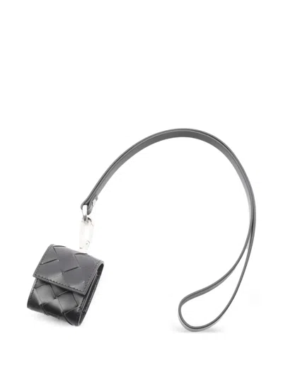 Pre-owned Bottega Veneta 2010s Intrecciato Leather Earphone Case In Black