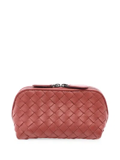Pre-owned Bottega Veneta 2010s Intrecciato Makeup Bag In Red