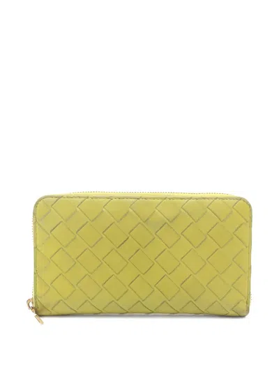 Pre-owned Bottega Veneta 2010s Intrecciato Round-zipper Wallet In Green