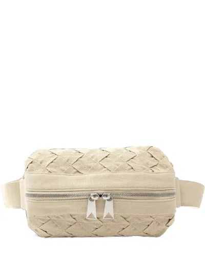 Pre-owned Bottega Veneta 2010s Intrecciato Webbing Belt Bag In Neutrals
