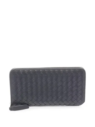 Pre-owned Bottega Veneta 2010s Intrecciato Zip-around Wallet In Black