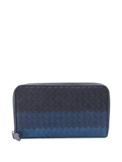 Pre-owned Bottega Veneta 2010s Intrecciato Zip-around Wallet In Black