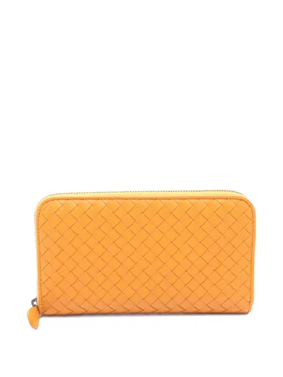 Pre-owned Bottega Veneta 2010s Intrecciato Zip-fastening Wallet In Orange