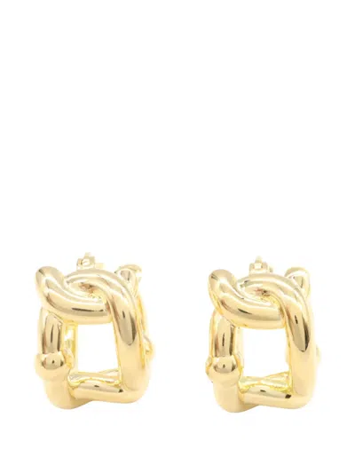 Pre-owned Bottega Veneta 2010s Knotted Hoop Earrings In Gold