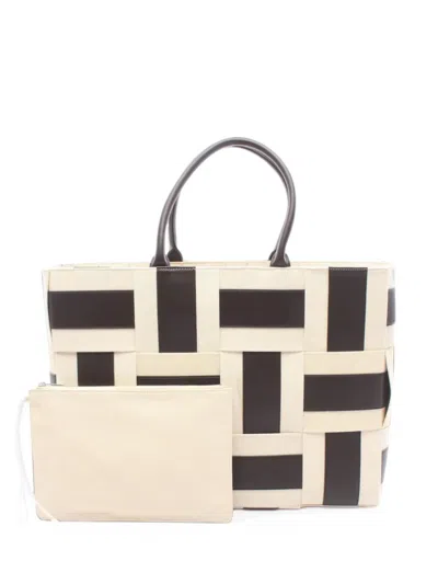 Pre-owned Bottega Veneta 2010s Large Arco Intrecciato Tote Bag In Neutrals
