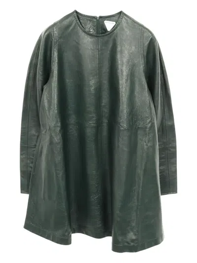 Pre-owned Bottega Veneta 2010s Leather Mini Dress In Green