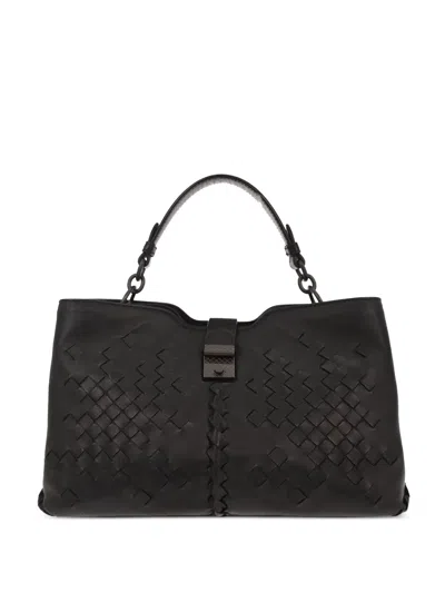 Pre-owned Bottega Veneta 2010s Napoli Signature Intrecciato Design Leather Tote Bag In Black
