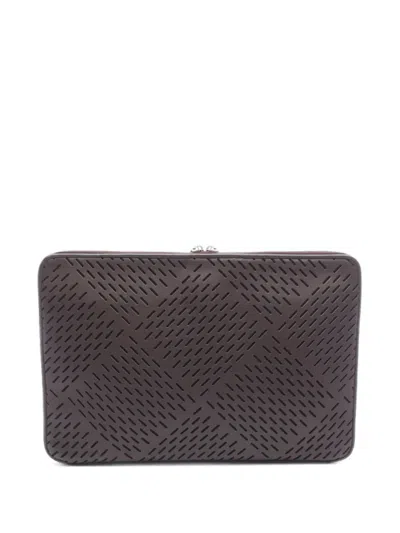 Pre-owned Bottega Veneta 2010s Perforated Clutch Bag In ブラウン