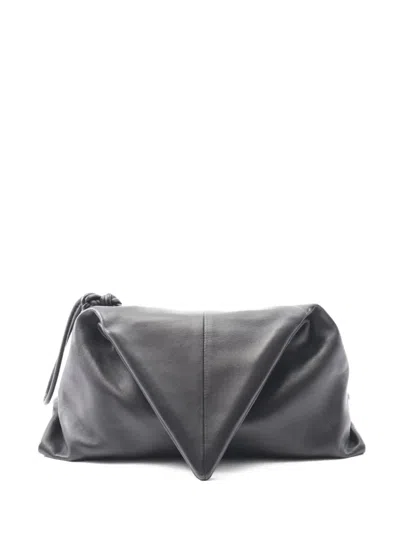 Pre-owned Bottega Veneta 2010s Trine Triangle-flap Clutch Bag In Black