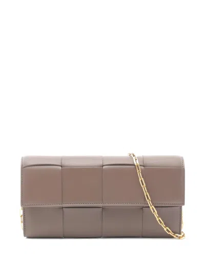 Pre-owned Bottega Veneta 2010s Woven Chain Wallet In Brown