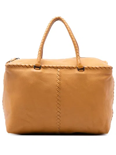 Pre-owned Bottega Veneta 2011 Intrecciato Trimmed Cervo Tote Bag In Brown