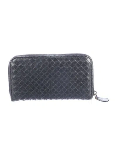 Pre-owned Bottega Veneta 2011 Intrecciato Weave Continental Wallet In Black