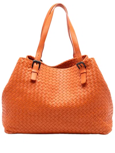 Pre-owned Bottega Veneta 2011 Large Nappa Intrecciato Cesta Tote Bag In Orange