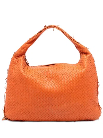 Pre-owned Bottega Veneta 2011 Large Nappa Intrecciato Fuzzy Veneta Hobo Bag In Orange