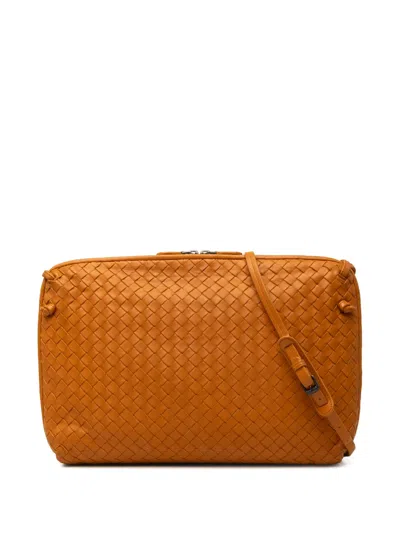 Pre-owned Bottega Veneta 2011 Large Nappa Intrecciato Nodini Crossbody Bag In Orange