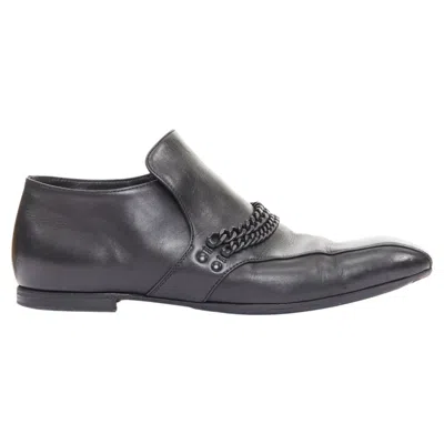 Pre-owned Bottega Veneta 2011 Leather Dual Tonal Chain Panelled Flat Square Toe Loafers In Gray
