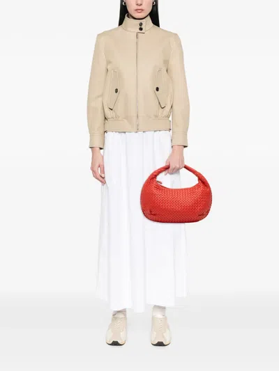 Pre-owned Bottega Veneta 2011 Medium Nappa Intrecciato Belly Hobo Bag In Red