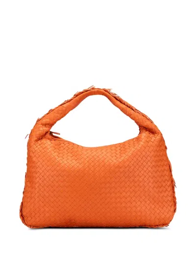 Pre-owned Bottega Veneta 2011 Medium Nappa Intrecciato Fuzzy Veneta Hobo Bag In Orange