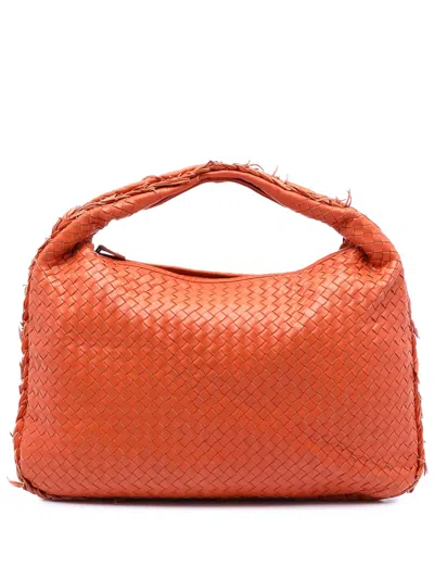 Pre-owned Bottega Veneta 2011 Medium Nappa Intrecciato Fuzzy Veneta Hobo Bag In Orange